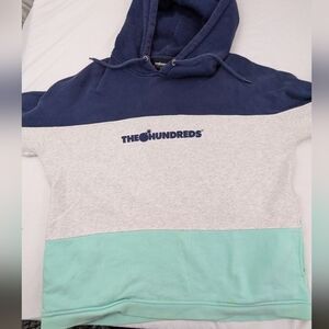 The Hundreds Pull Over Hoodie Navy Blue, Baby Blue White Stripe
